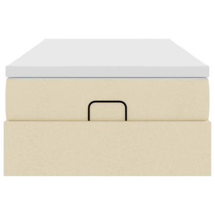 Османска легло с матрак, кремаво, 80x200 см, плат