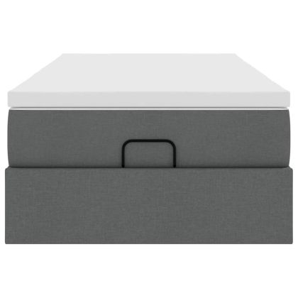 Османска легло с матрак, тъмносиво, 90x190 см, плат