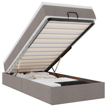 Османска легло с матрак, таупе, 90x190 см, плат