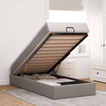 Османска легло с матрак, таупе, 90x200 см, плат