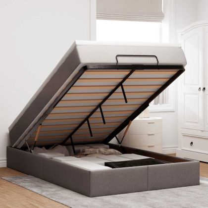 Османска легло с матрак, таупе, 120x200 см, плат