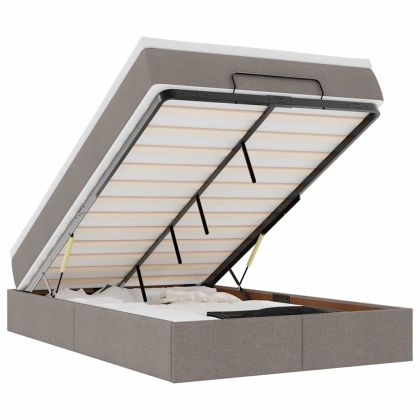 Османска легло с матрак, таупе, 120x200 см, плат