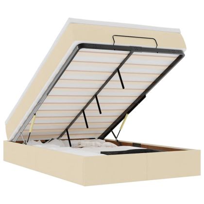 Османска легло с матрак, кремаво, 120x200 см, плат