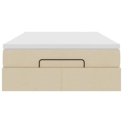 Османска легло с матрак, кремаво, 120x200 см, плат