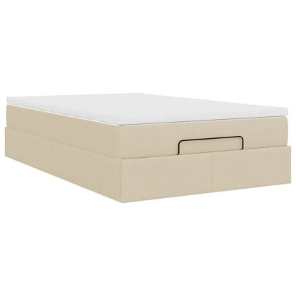Османска легло с матрак, кремаво, 120x200 см, плат