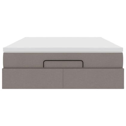 Османска легло с матрак, таупе, 140x190 см, плат