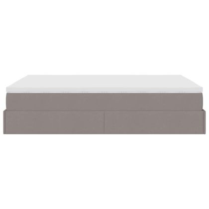 Османска легло с матрак, таупе, 140x190 см, плат