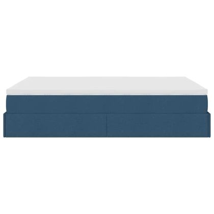 Османска легло с матрак, синьо, 140x190 см, плат