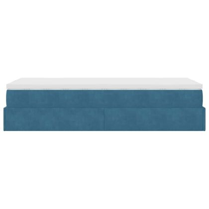 Османска легло с матрак, тъмносиньо, 80x200 см, кадифе