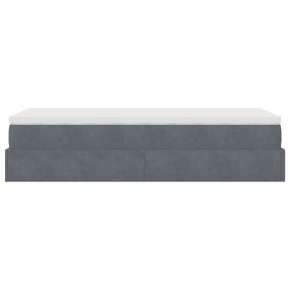 Османска легло с матрак, тъмносиво, 90x190 см, кадифе
