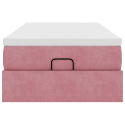 Османска легло с матрак, розово, 90x190 см, кадифе