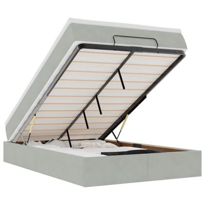 Османска легло с матрак, светлосиво, 120x190 см, кадифе