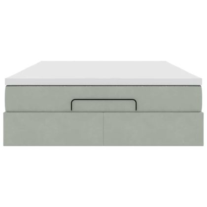 Османско легло с матрак Светло сиво 140x190 cm Кадифе