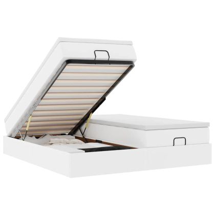 Османска легло с матраци, бяло, 160x200 см, изкуствена кожа