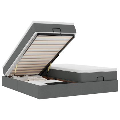 Османска легло с матраци, тъмнокафяво, 160x200 см, плат