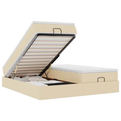 Османска легло с матраци, кремаво, 160x200 см, плат