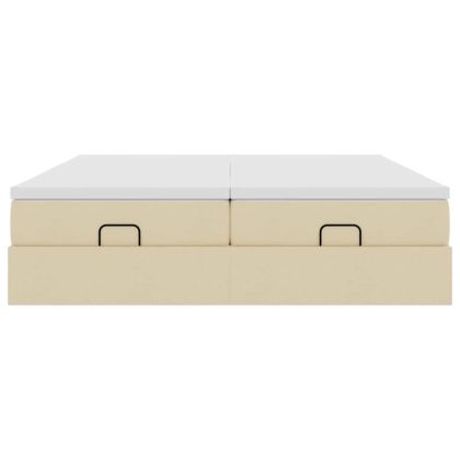 Османска легло с матраци, кремаво, 160x200 см, плат