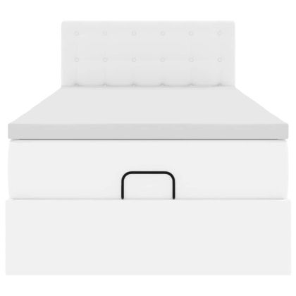 Османска легло с матрак, бяло, 80x200 см, изкуствена кожа