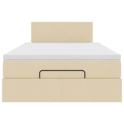 Османска легло с матрак, кремаво, 120x200 см, плат