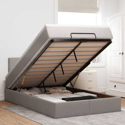 Османска легло с матрак, таупе, 120x200 см, плат