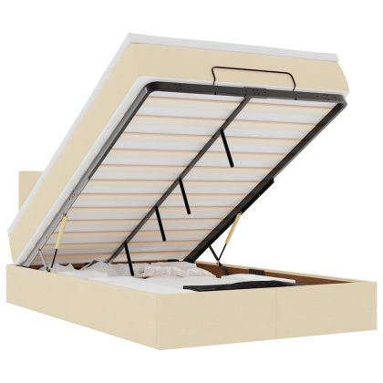 Османска легло с матрак, кремаво, 120x200 см, плат