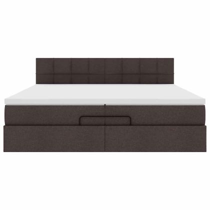 Османска легло с матрак, тъмнокафяво, 200x200 см, плат