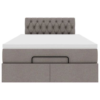 Османска легло с матрак, таупе, 120x200 см, плат