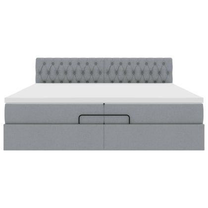 Османска легло с матрак, светлосиво, 200x200 см, плат