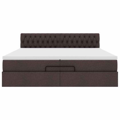 Османска легло с матрак, тъмнокафяво, 200x200 см, плат