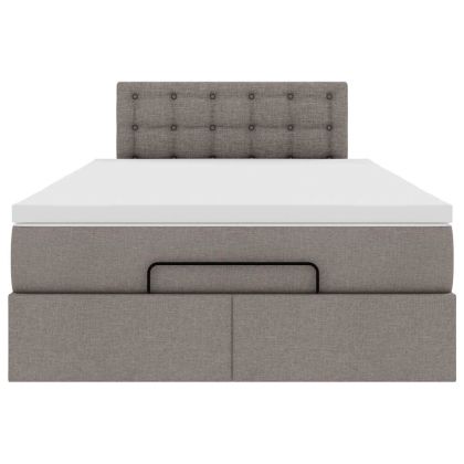 Османска легло с матрак, таупе, 120x200 см, плат