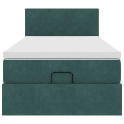 Османска легло с матрак, тъмнозелено, 80x200 см, кадифе