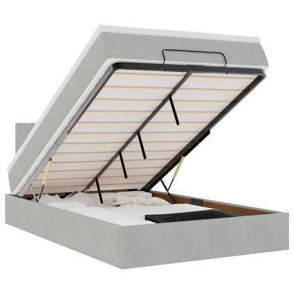 Османска легло с матрак, светлосиво, 120x190 см, кадифе