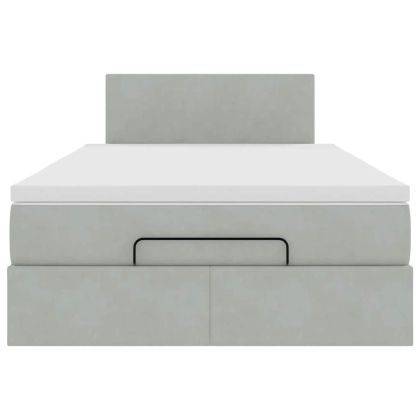Османска легло с матрак, светлосиво, 120x190 см, кадифе