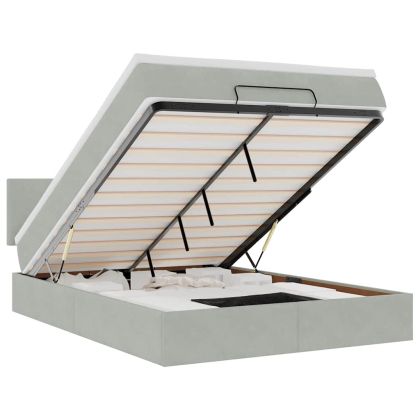 Османско легло с матрак Светло сиво 140x190 cm Кадифе