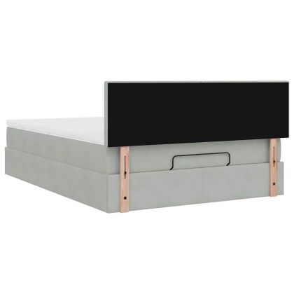 Османско легло с матрак Светло сиво 140x190 cm Кадифе