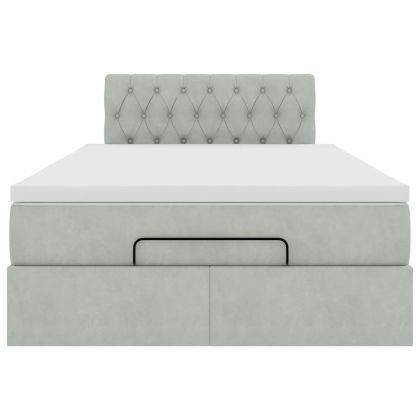 Османска легло с матрак, светлосиво, 120x190 см, кадифе