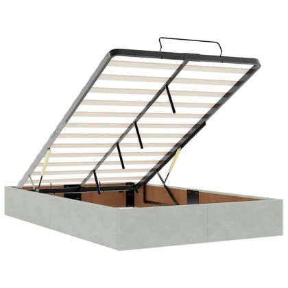 Османска легло с матрак, светлосиво, 120x190 см, кадифе