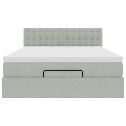Османско легло с матрак Светло сиво 140x190 cm Кадифе