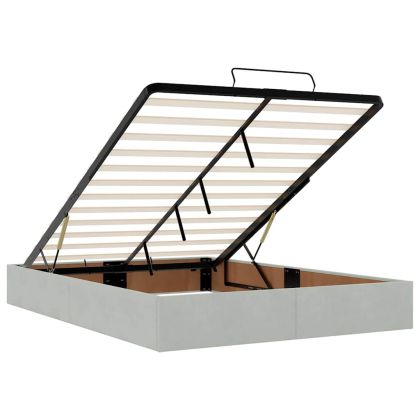 Османско легло с матрак Светло сиво 140x190 cm Кадифе