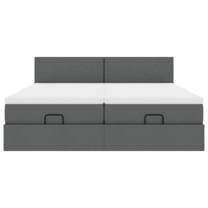 Османска легло с матраци, тъмнокафяво, 160x200 см, плат