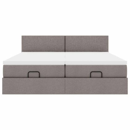 Османска легло с матраци, таупе, 180x200 см, плат