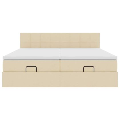 Османска легло с матраци, кремаво, 160x200 см, плат