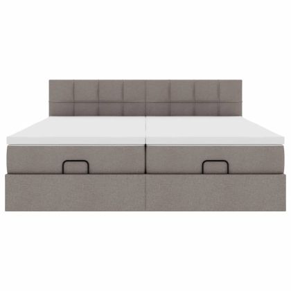 Османска легло с матраци, таупе, 180x200 см, плат