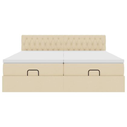 Османска легло с матраци, кремаво, 160x200 см, плат