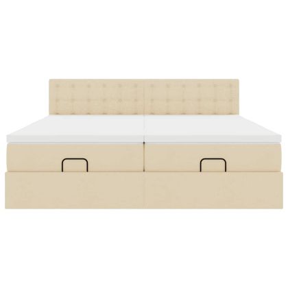 Османска легло с матраци, кремаво, 160x200 см, плат