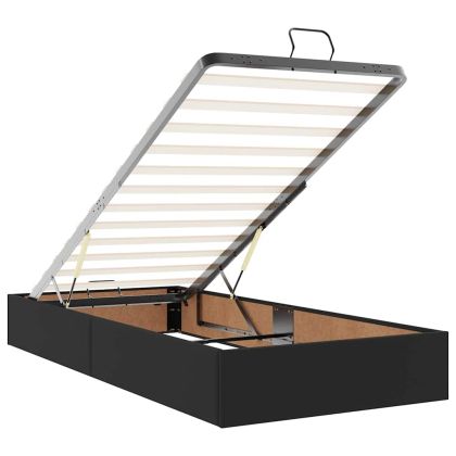 Османска легло с матраци&LED, черно, 90x190 см, изкуствена кожа