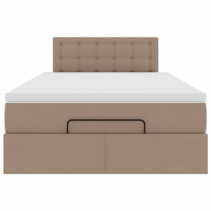 Османска легло с матраци&LED капучино 120x190см изкуствена кожа