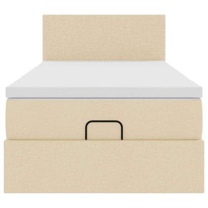 Османска легло с матрак и LED, кремаво, 80x200 см, плат