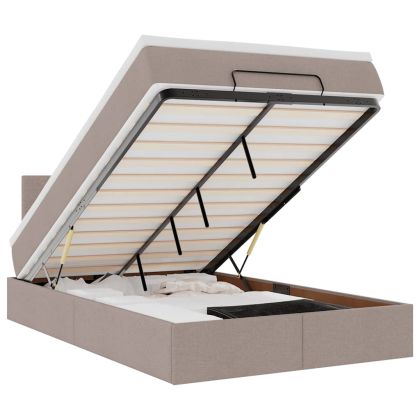 Османска легло с матрак и LED, таупе, 120x200 см, плат