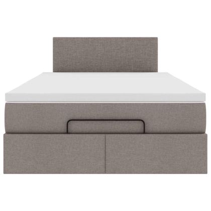 Османска легло с матрак и LED, таупе, 120x200 см, плат